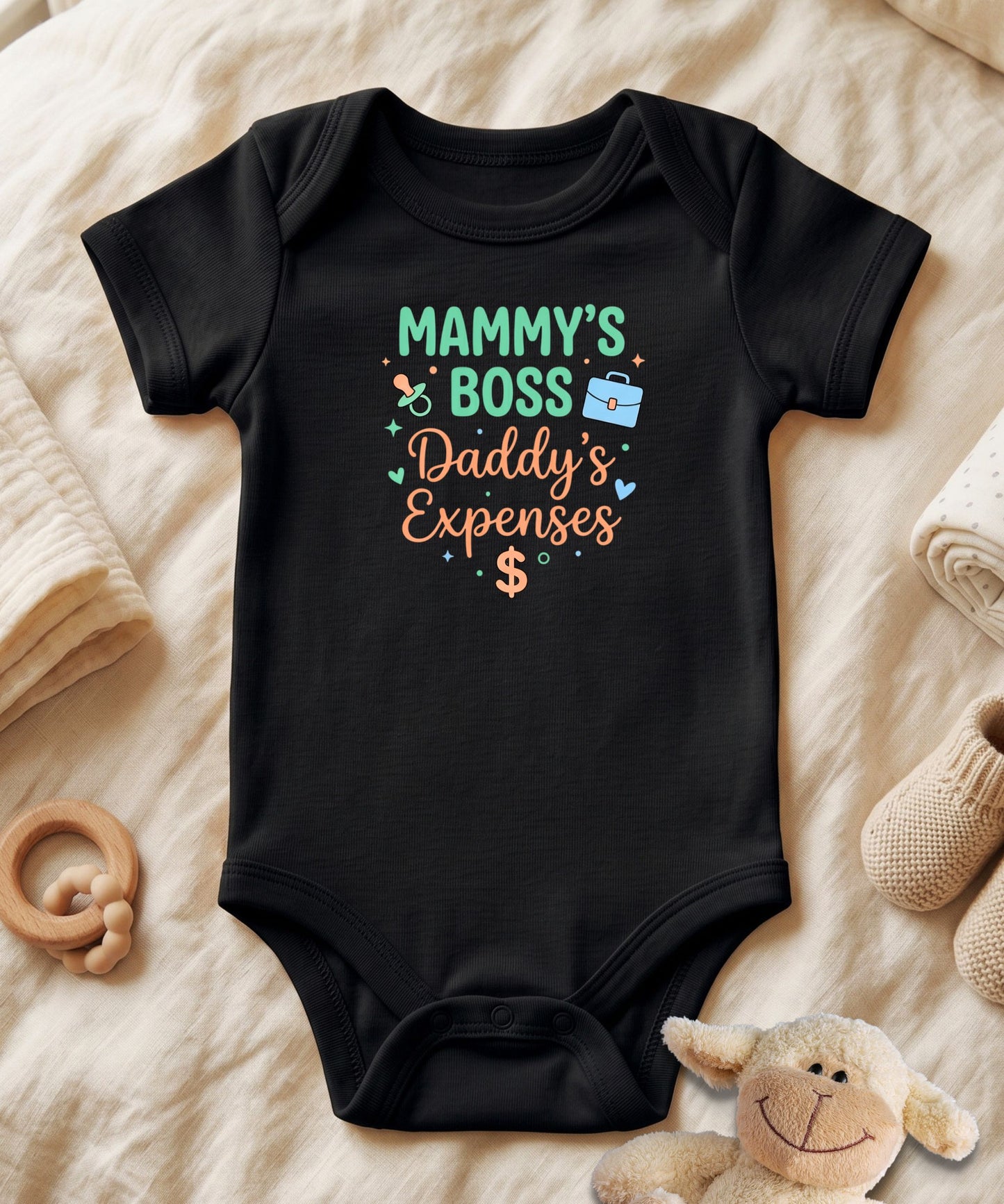 Mommy's Boss Daddy's Expenses Script Baby Bodysuit