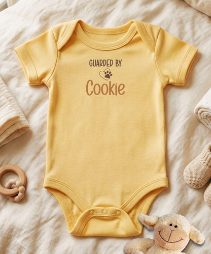 Guarded by [Pet’s Name] Personalized Baby Bodysuit