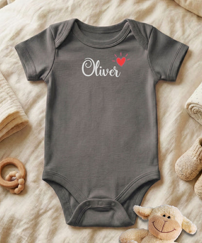 Script Name with Heart Accent Personalized Baby Bodysuit