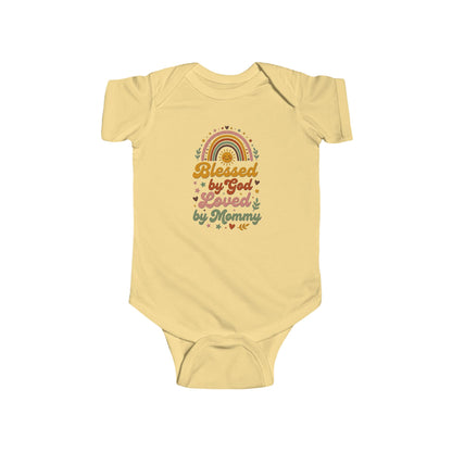 Blessed by God, Loved by Mommy  Religious Baby Bodysuit