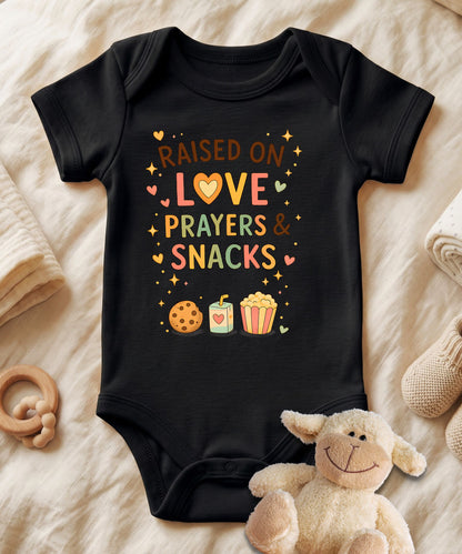 Raised on Love Prayers Baby Bodysuit