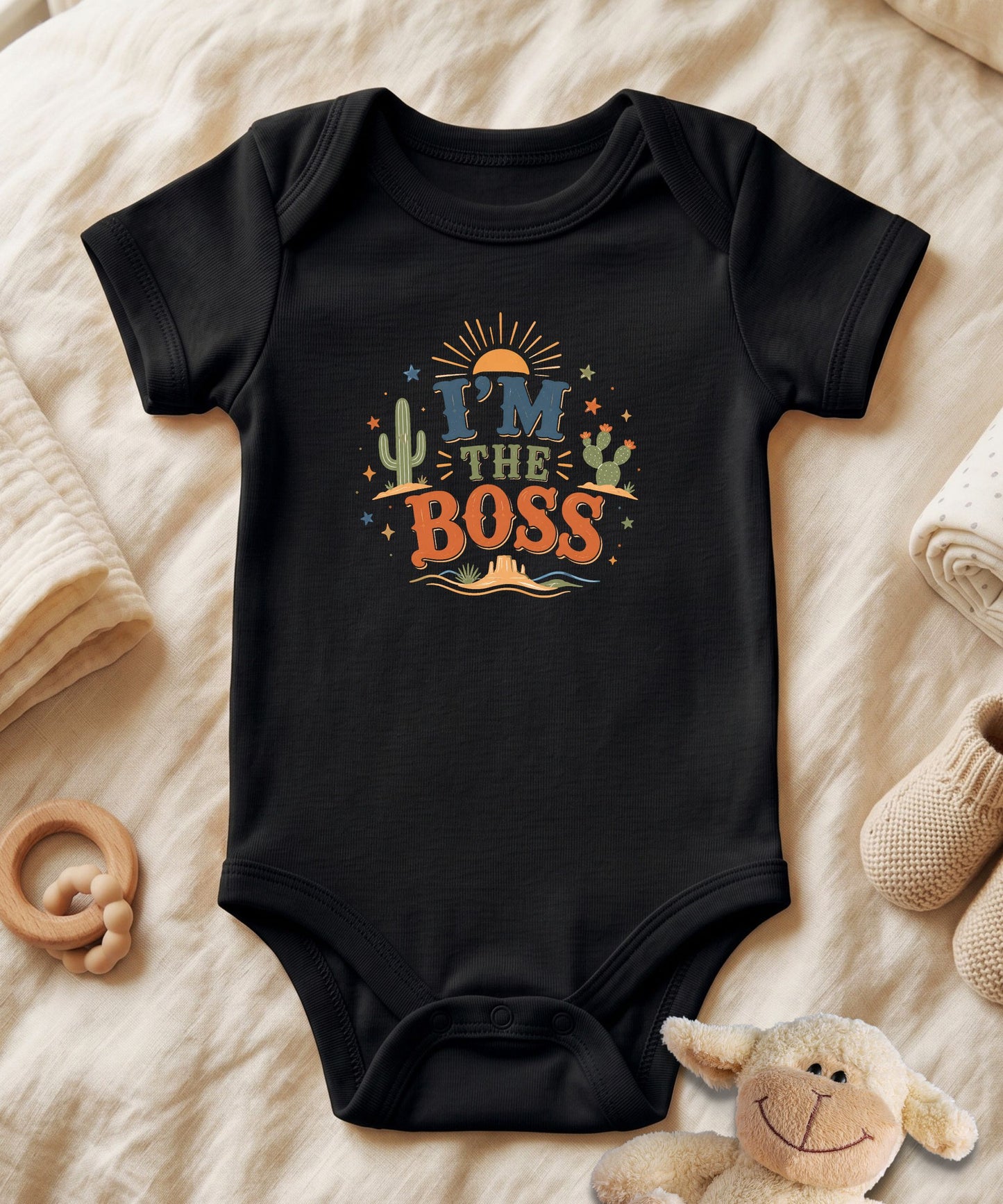 I'm The Boss Cowboy Baby Bodysuit