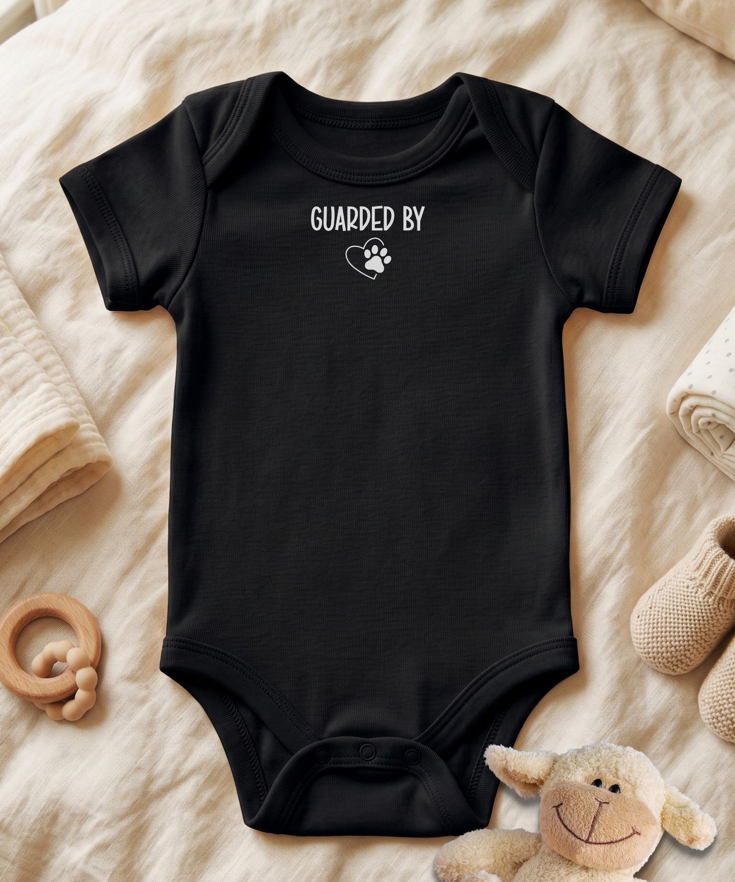 Guarded by [Pet’s Name] Personalized Baby Bodysuit