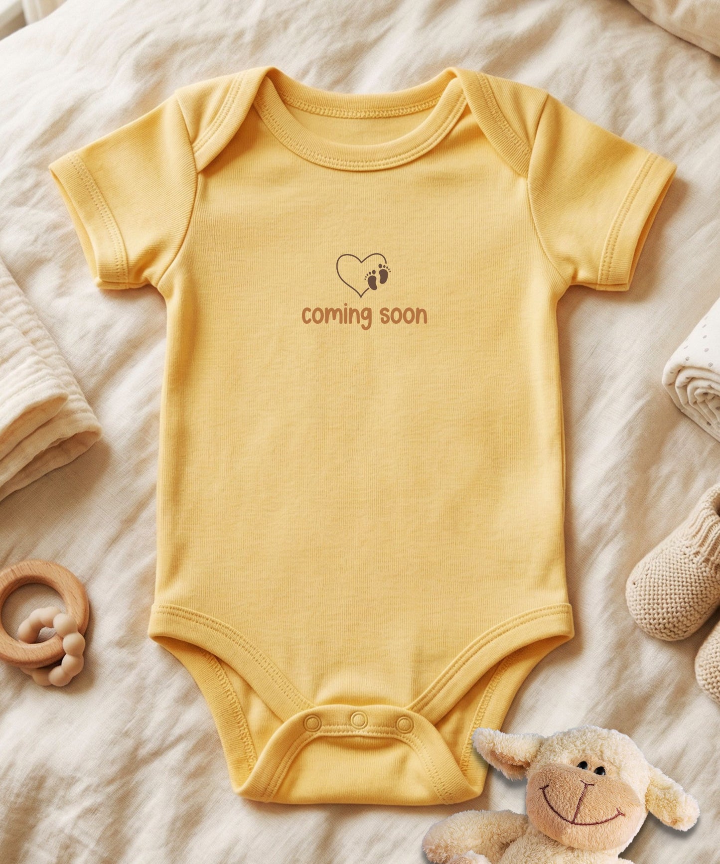 Personalized Baby Bodysuit Coming Soon Heart Element