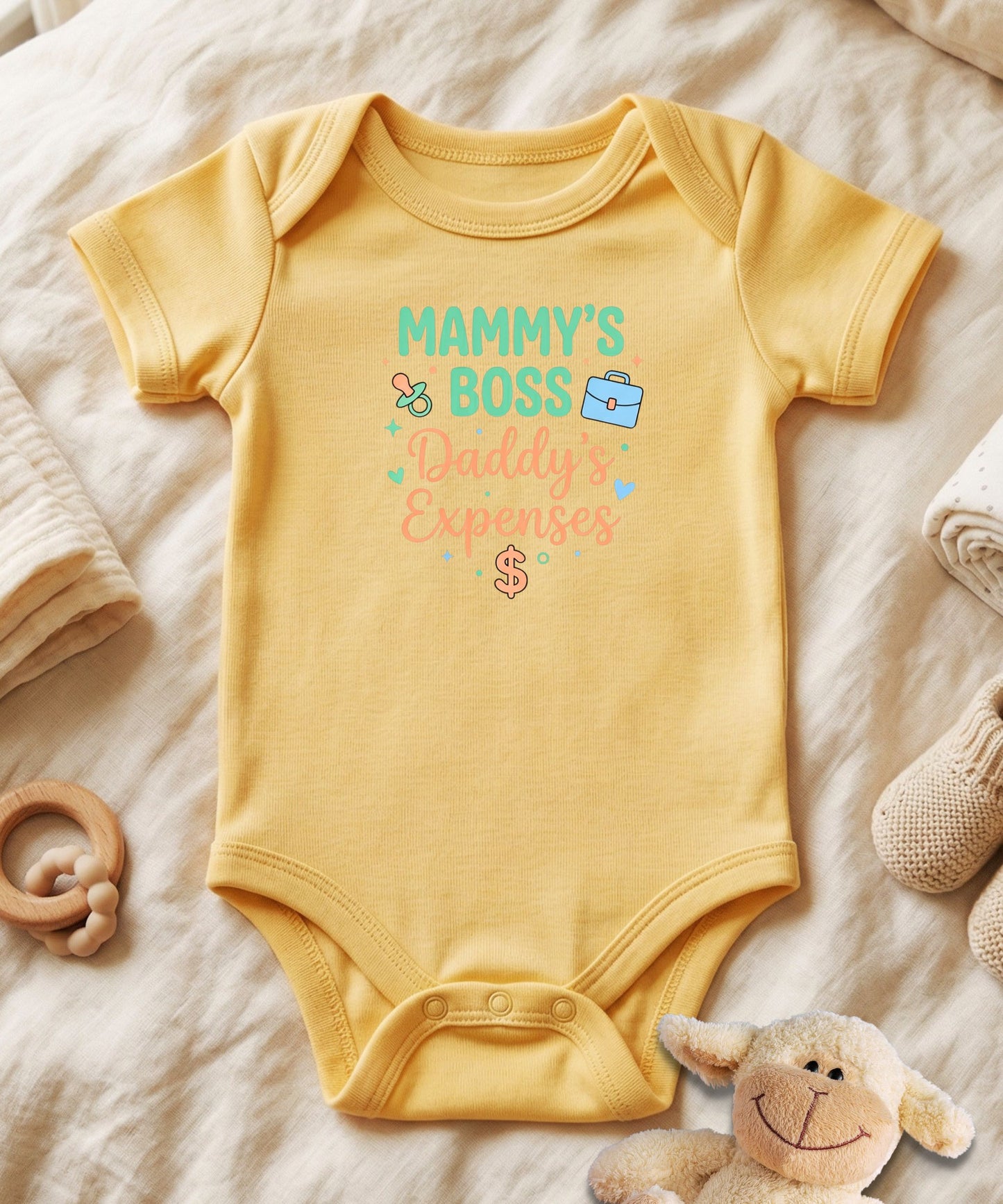 Mommy's Boss Daddy's Expenses Script Baby Bodysuit