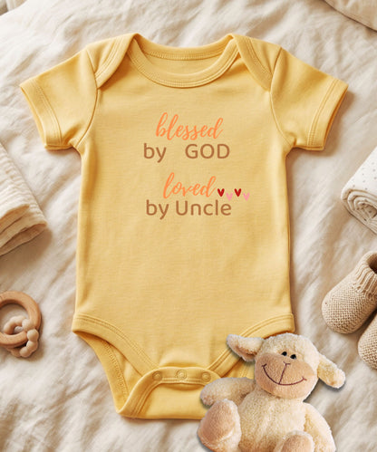 Blessed by God Loved by Uncle Baby Bodysuit