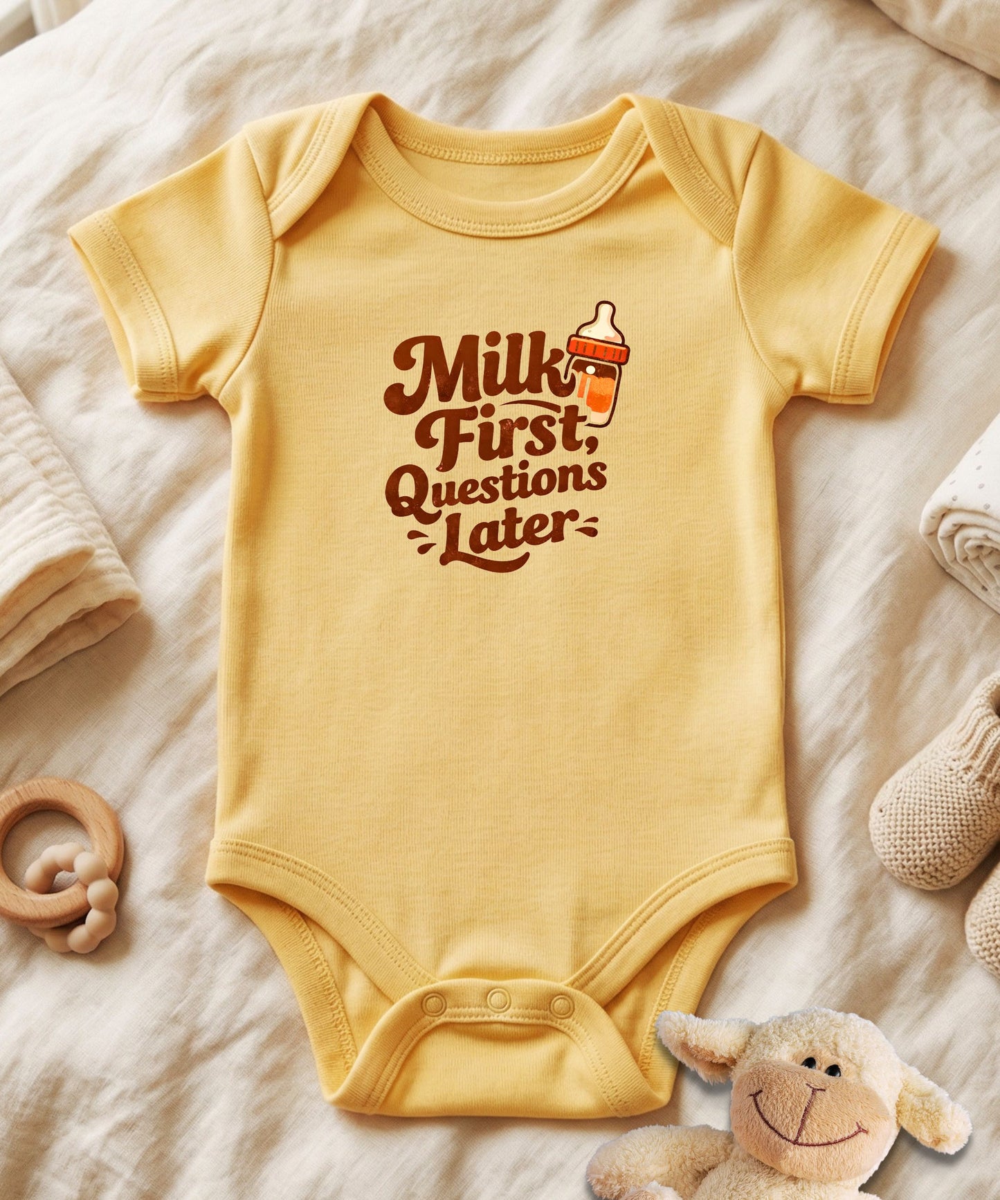 Milk First Questions Later Baby Bodysuit