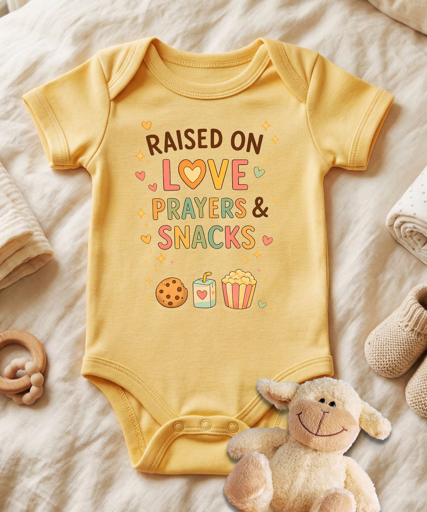 Raised on Love Prayers Baby Bodysuit