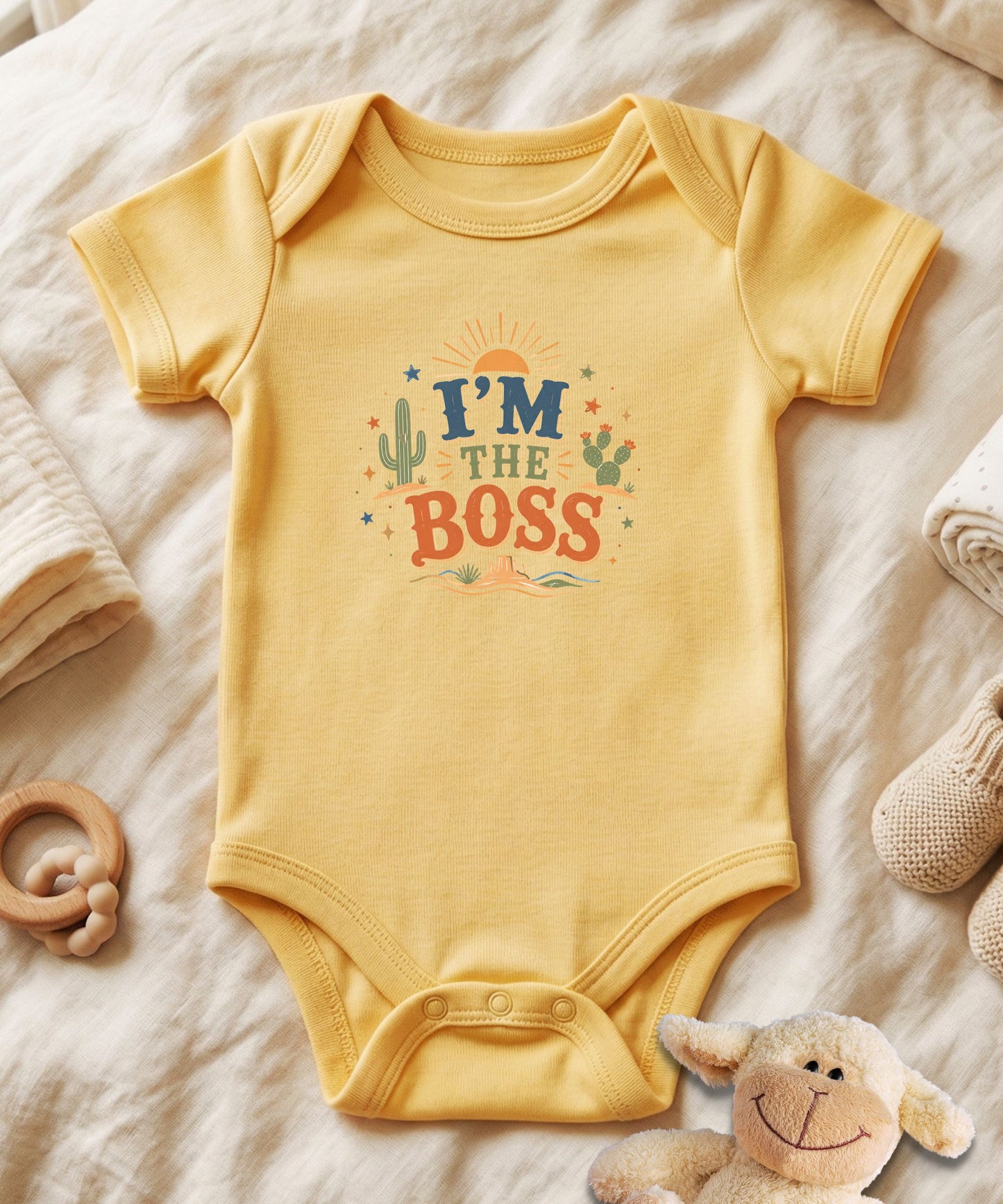 I'm The Boss Cowboy Baby Bodysuit