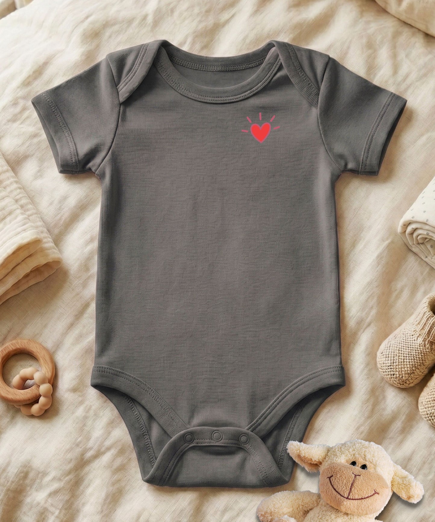 Script Name with Heart Accent Personalized Baby Bodysuit