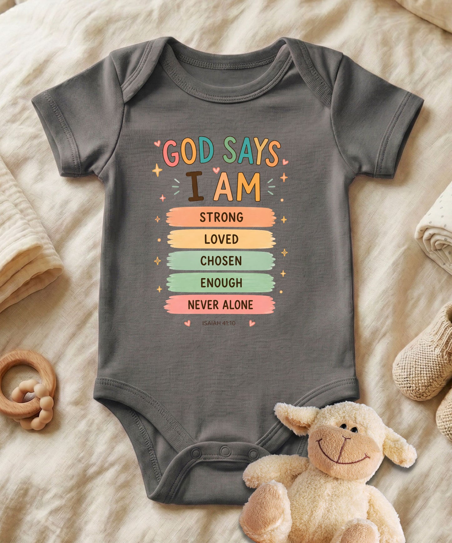 God Says I'm Strong Baby Bodysuit