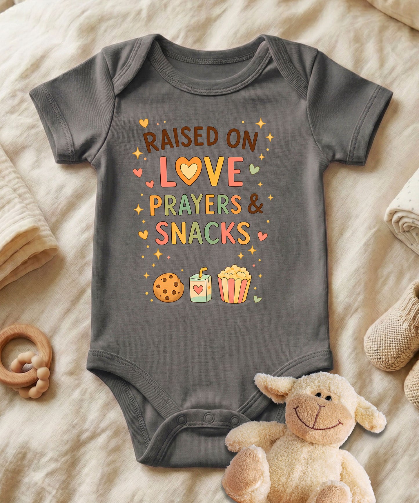 Raised on Love Prayers Baby Bodysuit