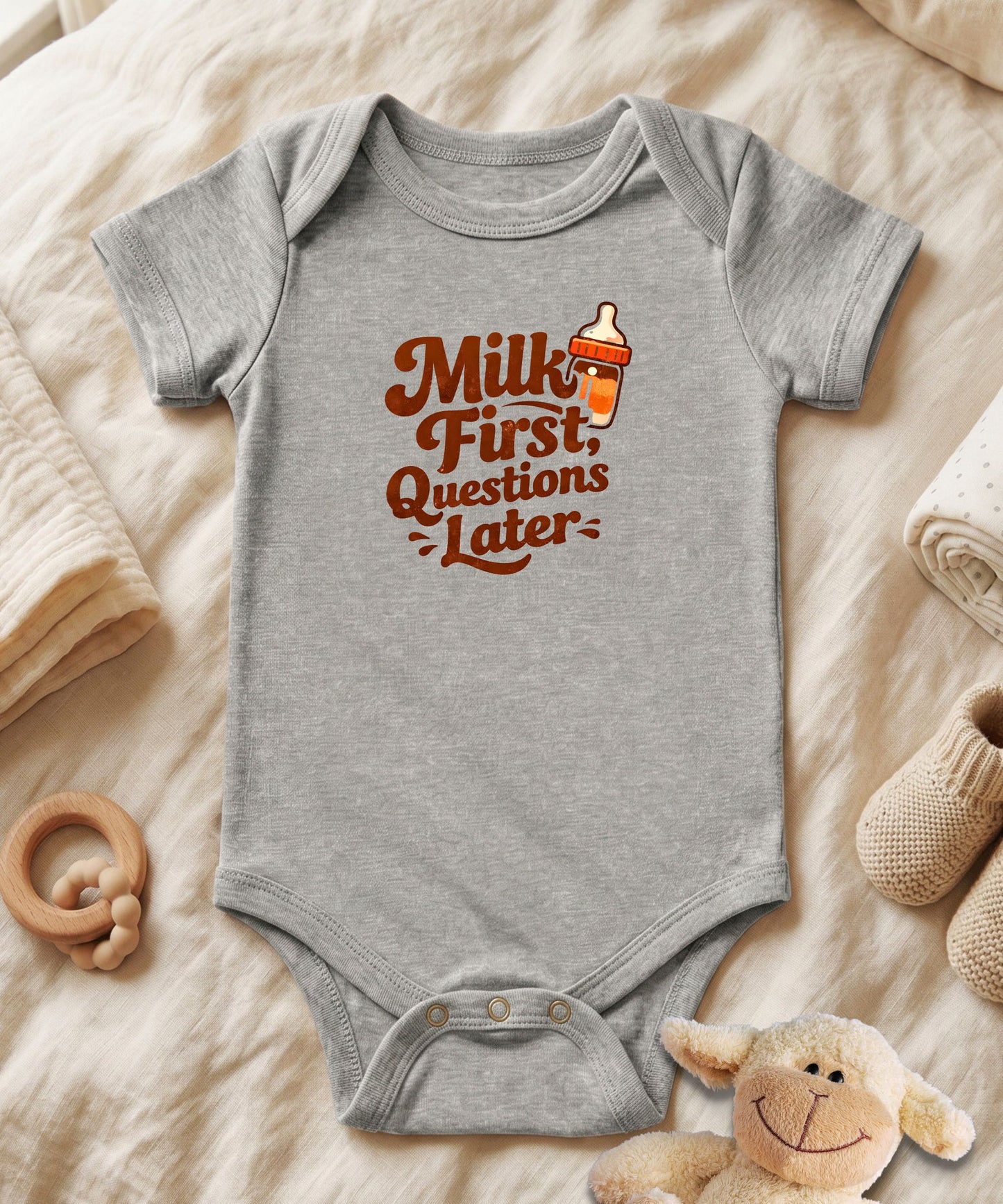 Milk First Questions Later Baby Bodysuit