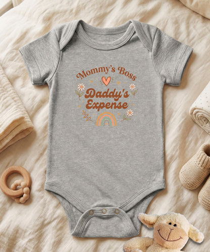 Mommy's Boss Daddy's Expense Retro Boho  Baby Bodysuit