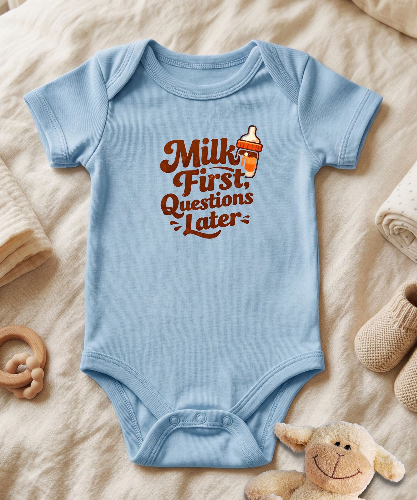 Milk First Questions Later Baby Bodysuit