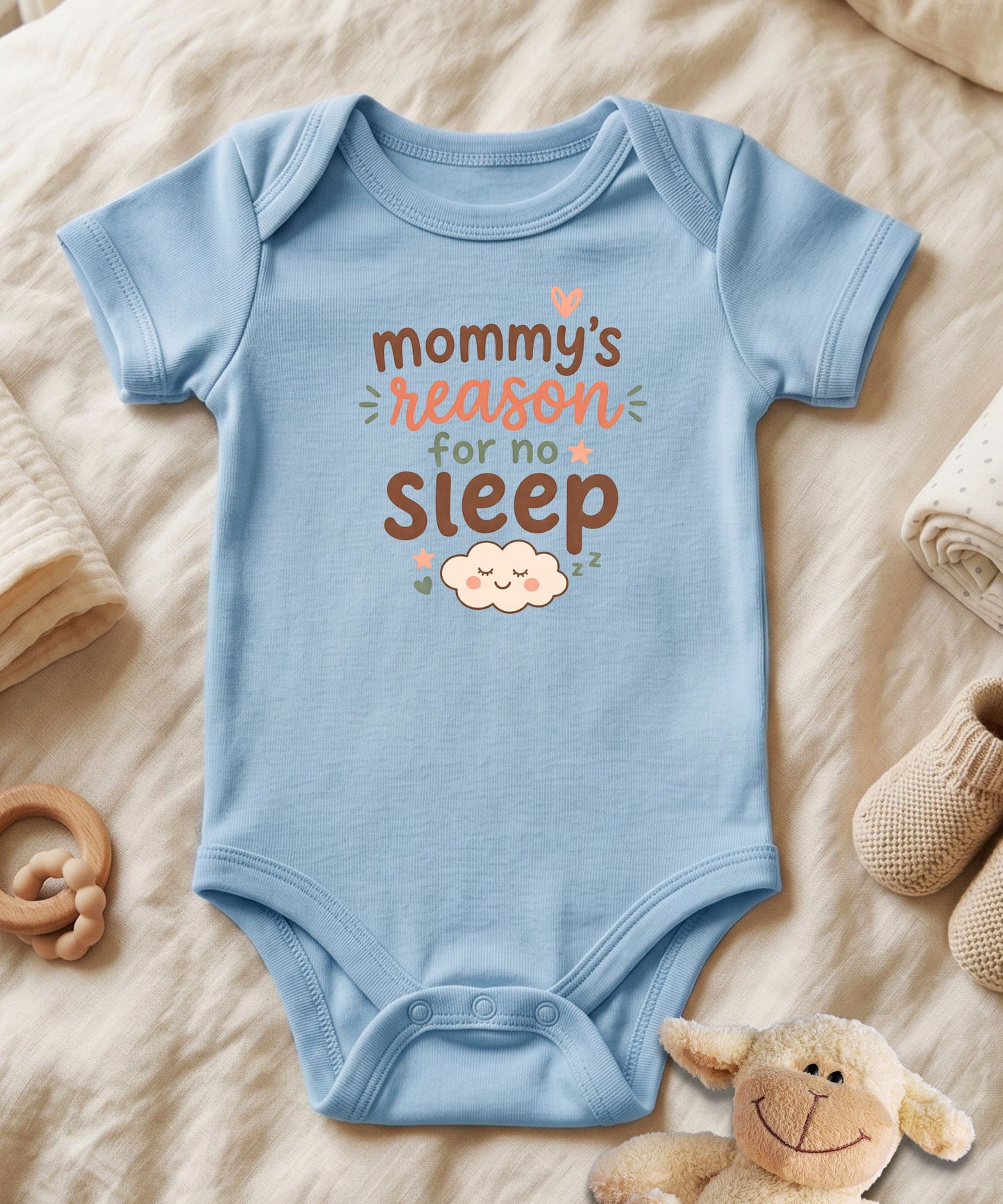 Mommy's Reason for No Sleep – Script Style Baby Bodysuit