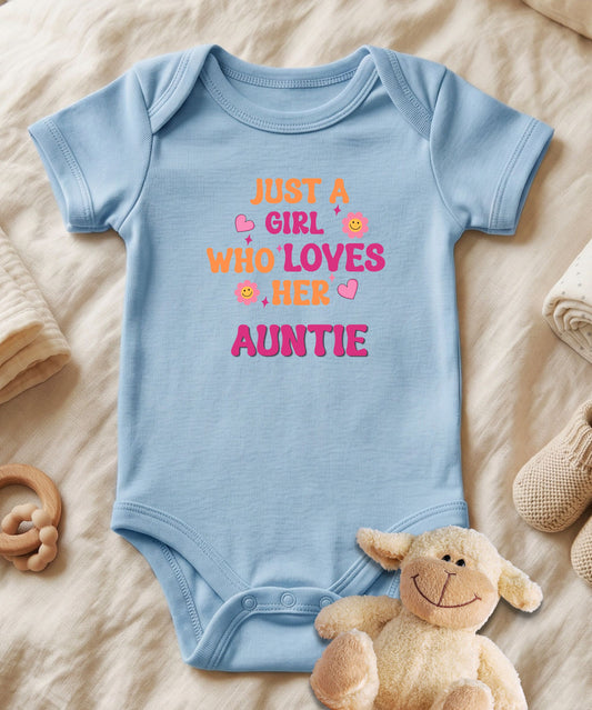 Just a Girl Who Loves Her Auntie Baby Bodysuit