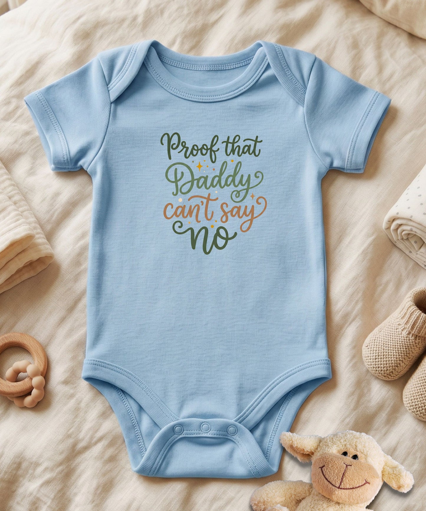 Proof That Daddy Can't Say NO Handwritten Baby Bodysuit