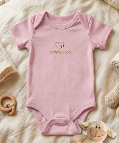 Personalized Baby Bodysuit Coming Soon Heart Element