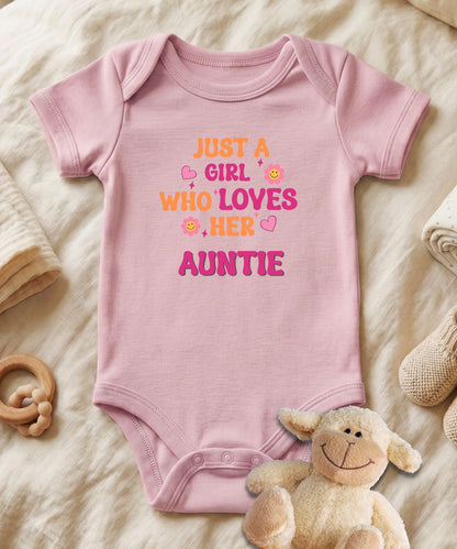 Just a Girl Who Loves Her Auntie Baby Bodysuit