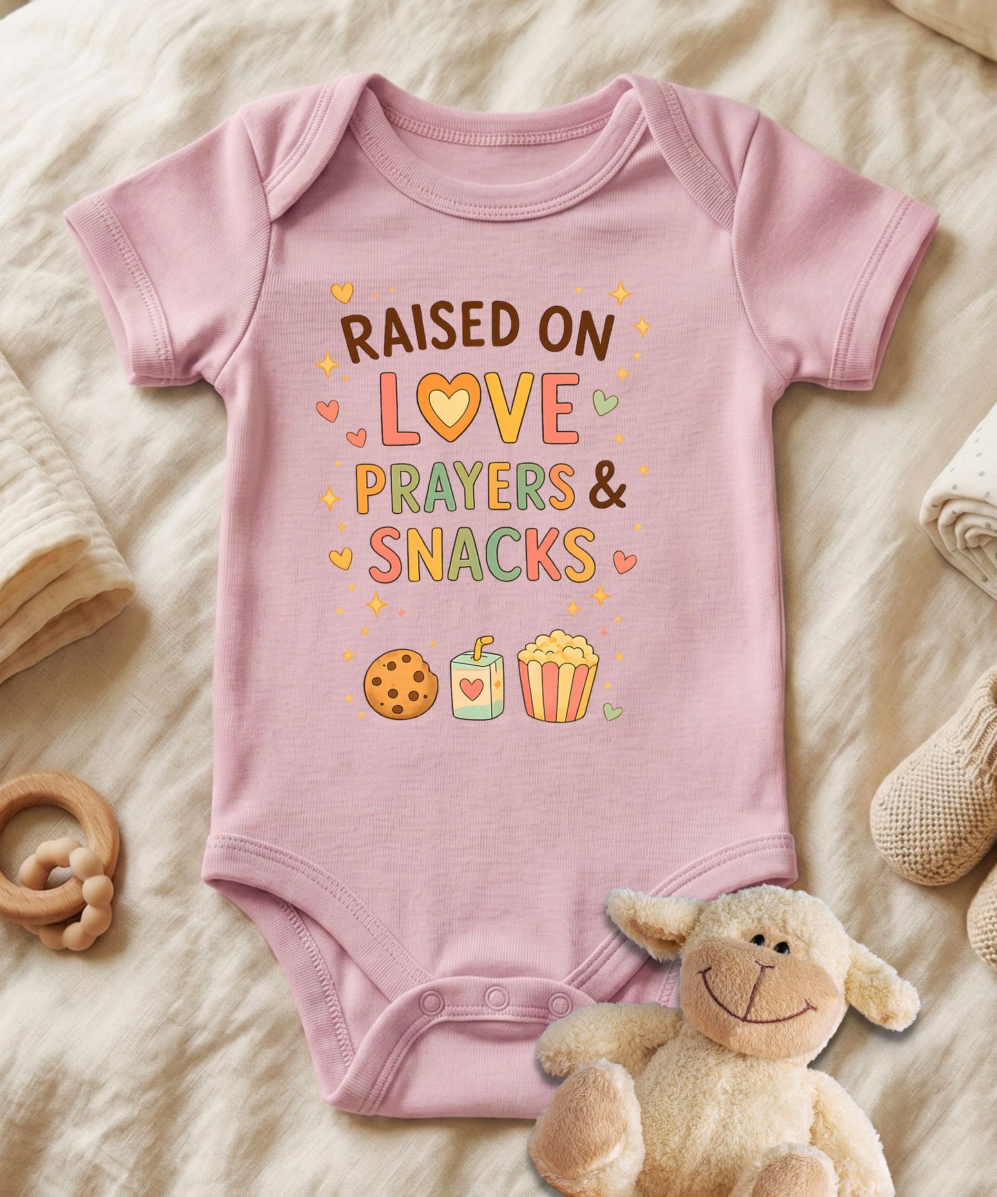 Raised on Love Prayers Baby Bodysuit
