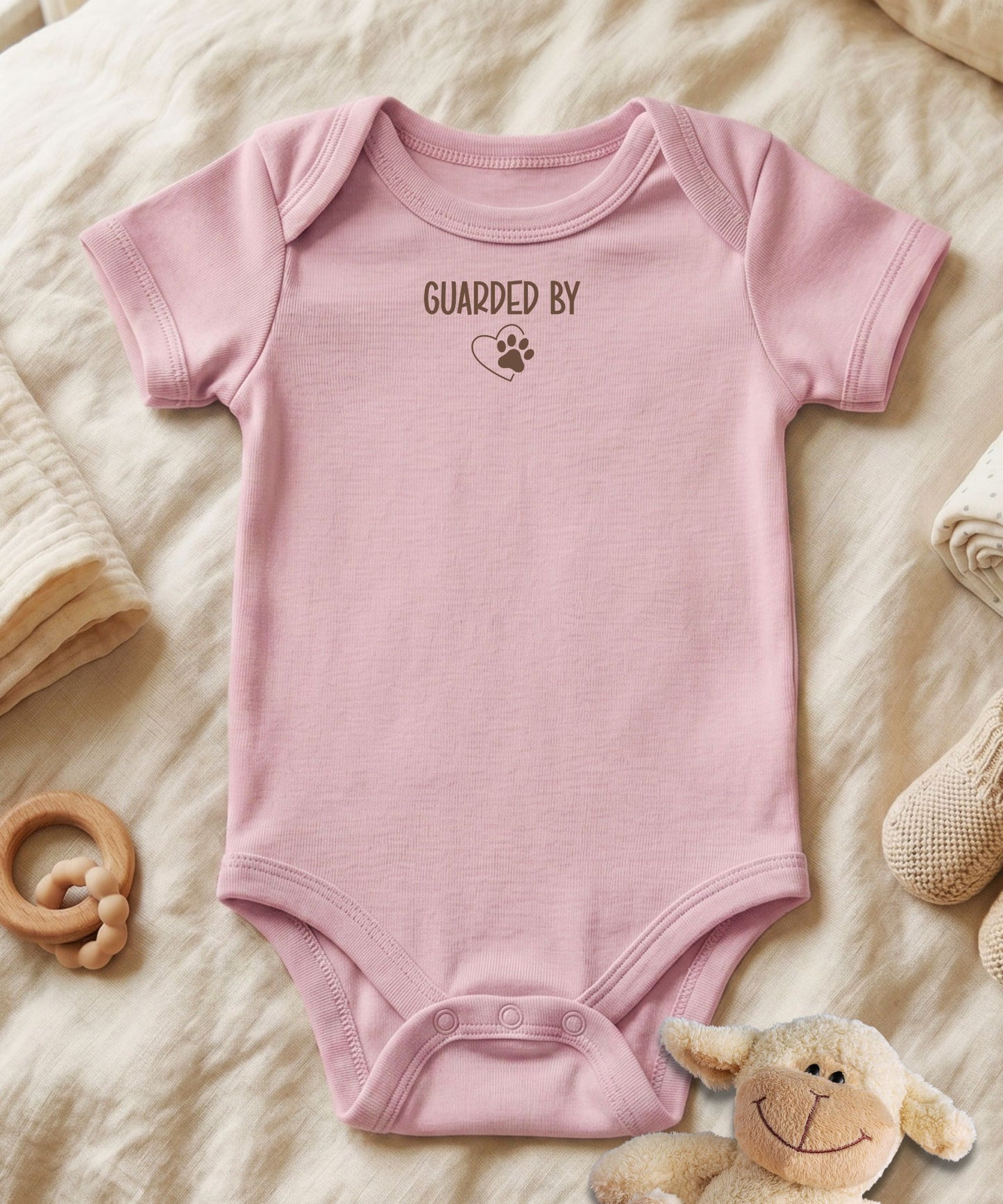 Guarded by [Pet’s Name] Personalized Baby Bodysuit