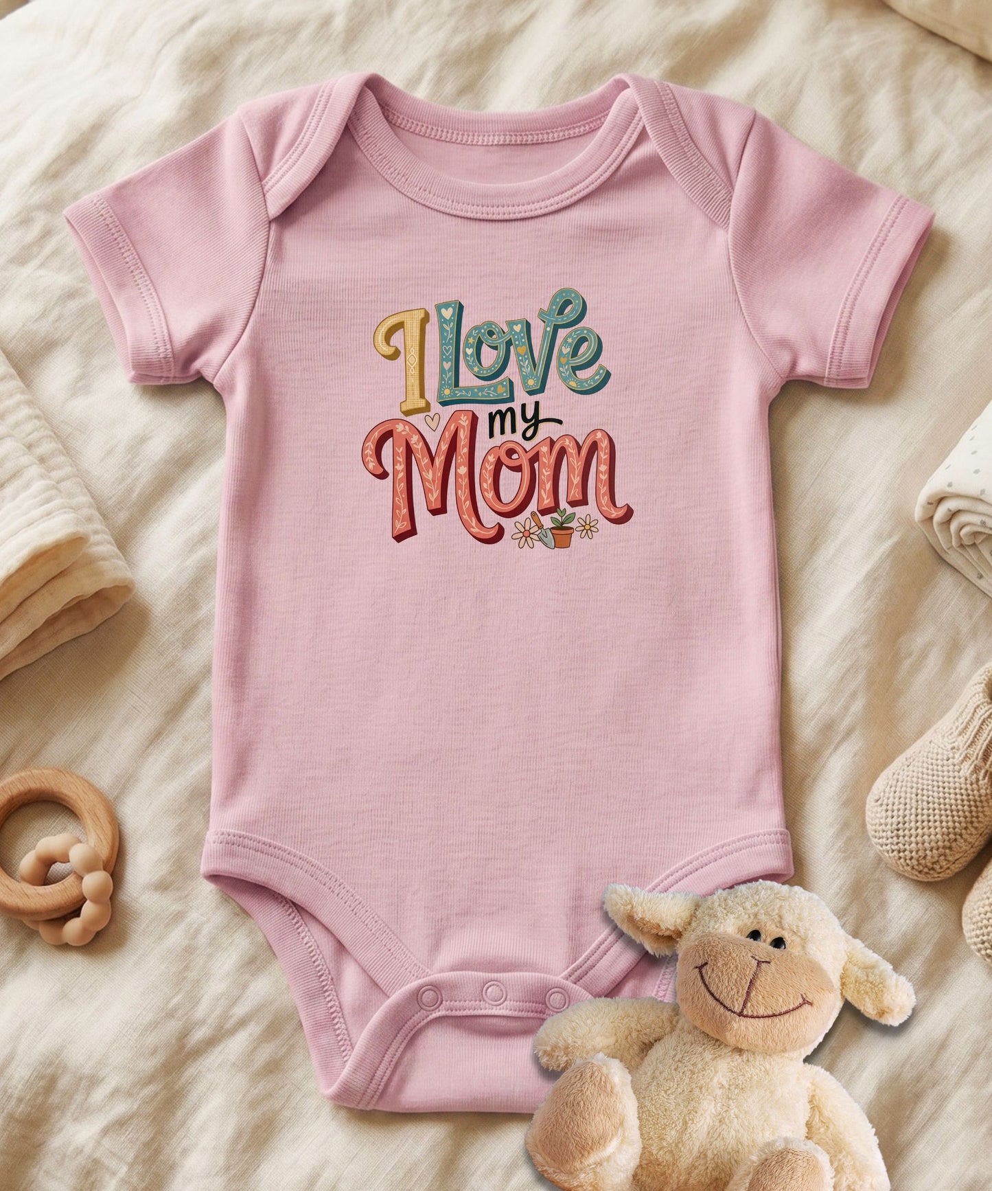 I Love My Mom Baby Bodysuit