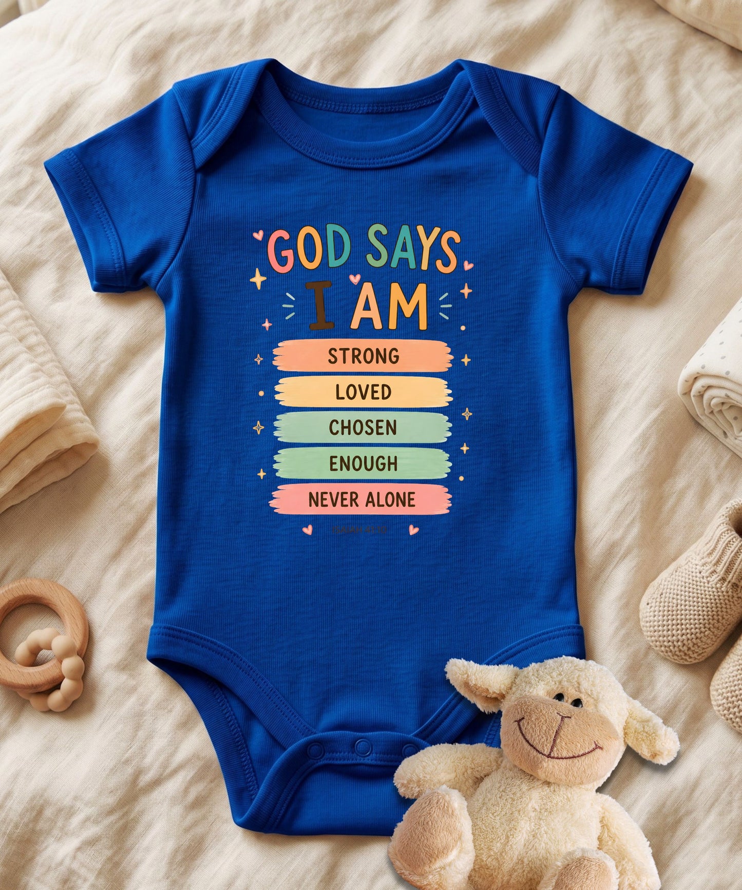 God Says I'm Strong Baby Bodysuit