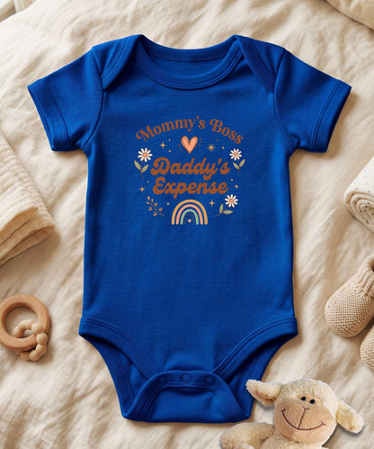 Mommy's Boss Daddy's Expense Retro Boho  Baby Bodysuit