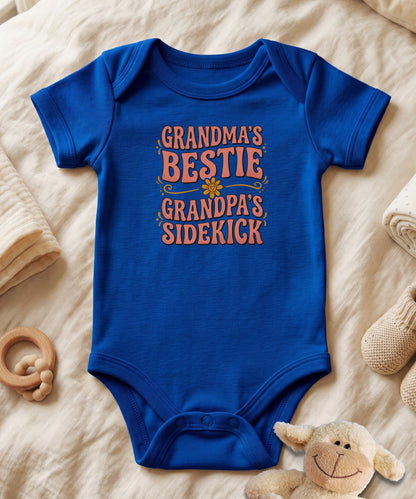 Grandma's Bestie Grandpa's Sidekick  Retro Bodysuit