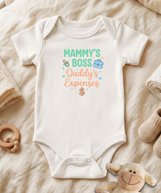 Mommy's Boss Daddy's Expenses Script Baby Bodysuit