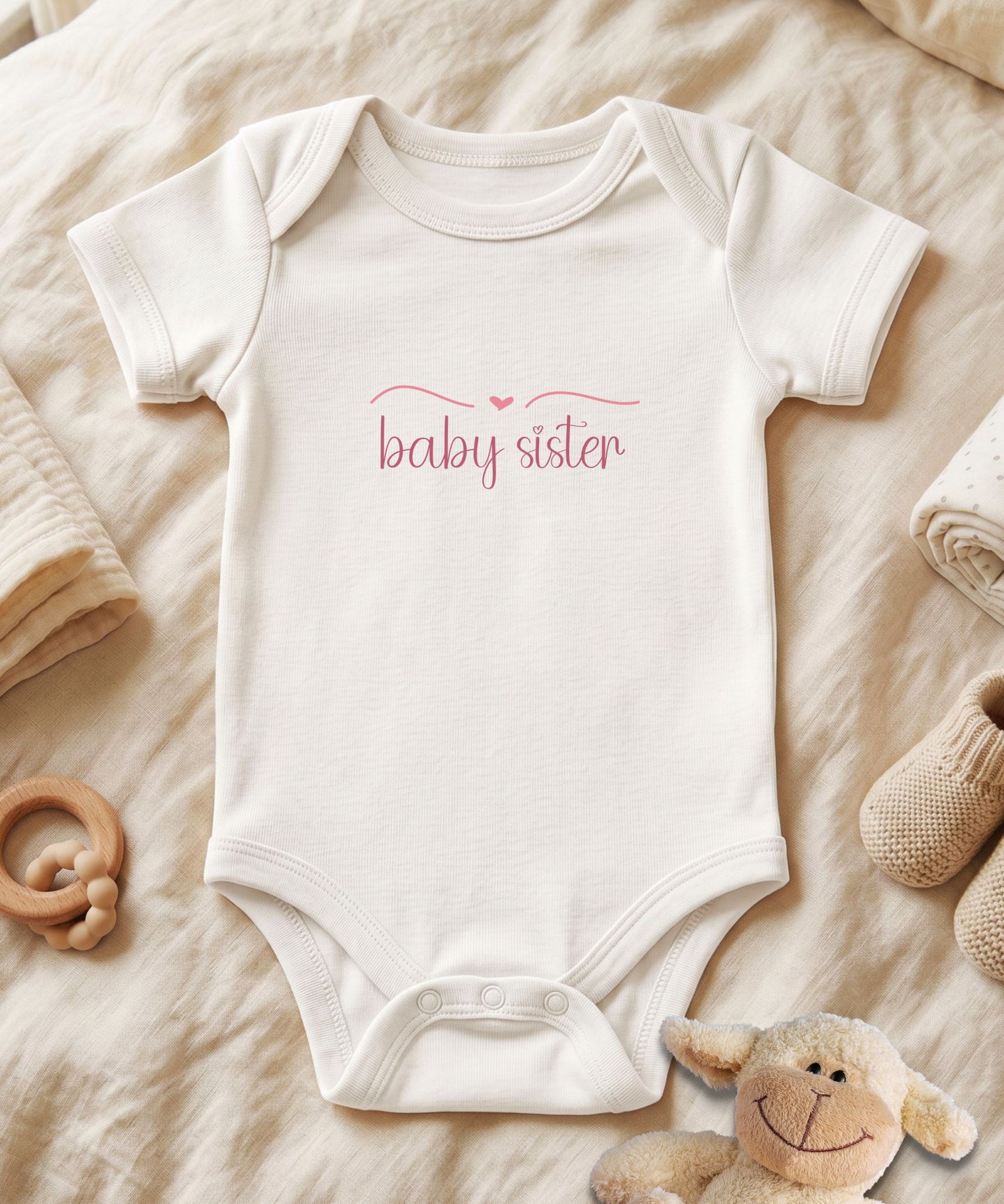 Baby Sister Custom Name Baby Bodysuit