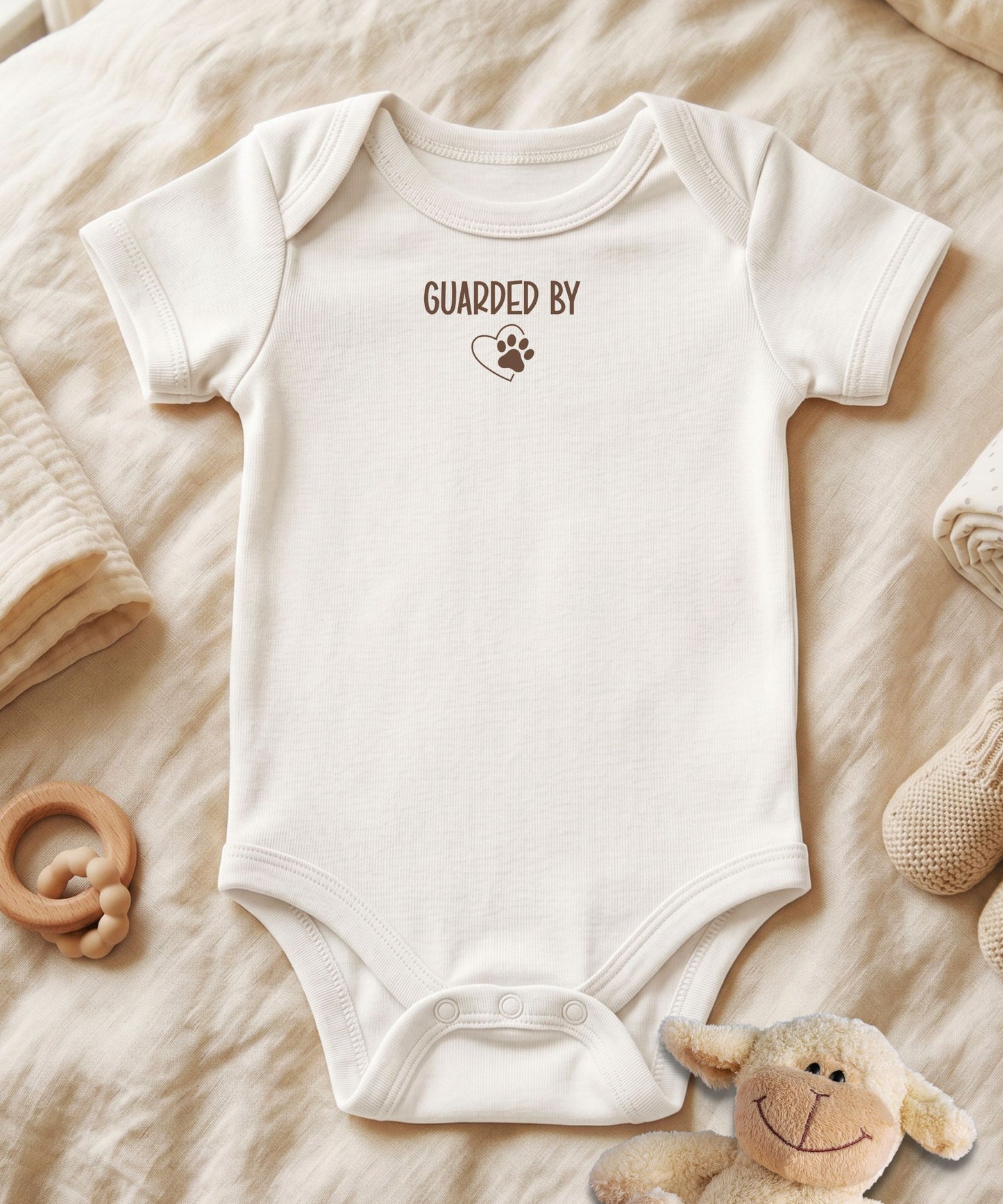 Guarded by [Pet’s Name] Personalized Baby Bodysuit