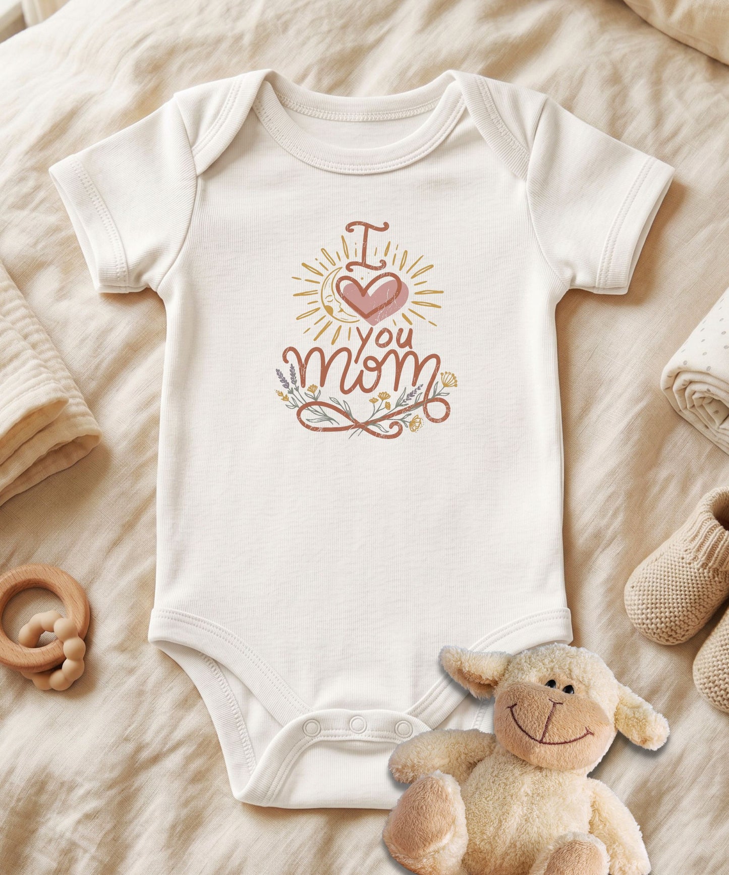 I love You Mom Baby Bodysuit