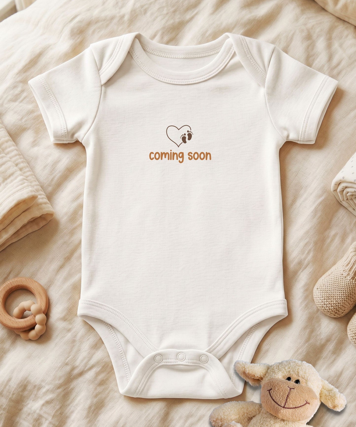 Personalized Baby Bodysuit Coming Soon Heart Element
