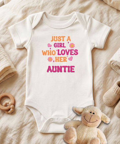Just a Girl Who Loves Her Auntie Baby Bodysuit