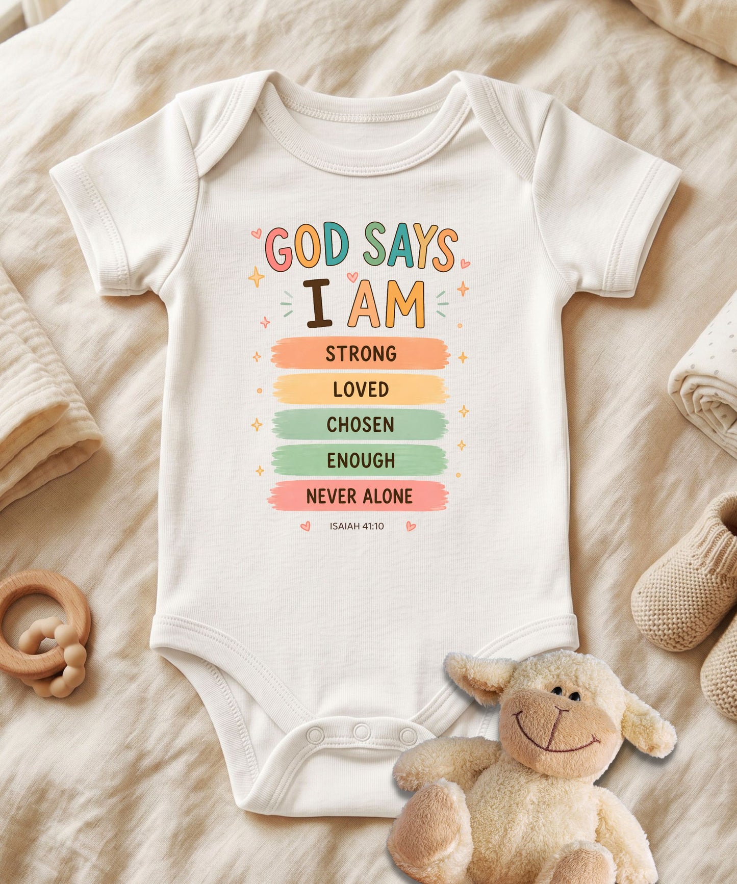 God Says I'm Strong Baby Bodysuit