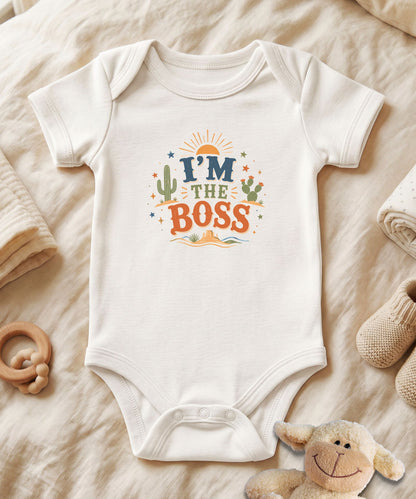 I'm The Boss Cowboy Baby Bodysuit