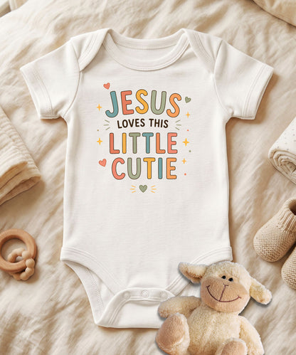 Jesus Loves This Little Cutie Baby Bodysuit